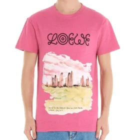 Loewe rosa T-skjorte med korte ermer for menn H6109833Pc-7140 Loewe rosa T-skjorte med korte ermer for menn H6109833Pc-7140