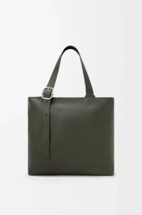 Loop Zipped Tote-vesker i mykt, kornet kalveskinn