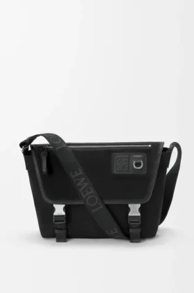 Medium Flex Messenger i lerret og semsket skinn