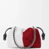 Mellomstor Flamenco Purse med løveperler i perlebesatt lerret og kalveskinn
