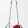 Mellomstor Flamenco Purse med løveperler i perlebesatt lerret og kalveskinn