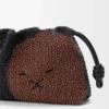 Mellomstor Flamenco Purse med løveperler i perlebesatt lerret og kalveskinn