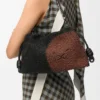 Mellomstor Flamenco Purse med løveperler i perlebesatt lerret og kalveskinn