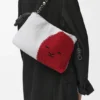 Mellomstor Flamenco Purse med løveperler i perlebesatt lerret og kalveskinn
