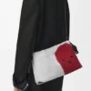Mellomstor Flamenco Purse med løveperler i perlebesatt lerret og kalveskinn