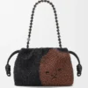 Mellomstor Flamenco Purse med løveperler i perlebesatt lerret og kalveskinn