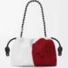 Mellomstor Flamenco Purse med løveperler i perlebesatt lerret og kalveskinn