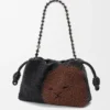 Mellomstor Flamenco Purse med løveperler i perlebesatt lerret og kalveskinn