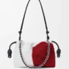 Mellomstor Flamenco Purse med løveperler i perlebesatt lerret og kalveskinn