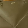 Mellomstor Puzzle Fold-tote-veske i skinnende kalveskinn