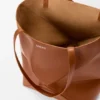 Mellomstor Puzzle Fold-tote-veske i skinnende kalveskinn