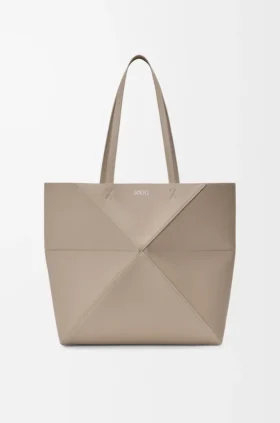 Middels horisontal Puzzle Fold-tote-veske i mykt, kornet kalveskinn