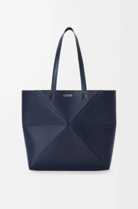 Middels horisontal Puzzle Fold-tote-veske i mykt, kornet kalveskinn