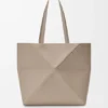 Middels horisontal Puzzle Fold-tote-veske i mykt, kornet kalveskinn