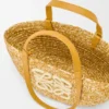 Middels stor Eclipse-kurv i raffia og kalveskinn Middels stor Eclipse-kurv i raffia og kalveskinn