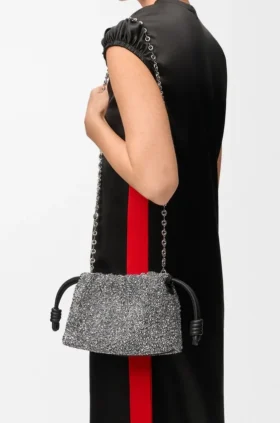 Mini Flamenco Purse i perler og nappa-lammeskinn