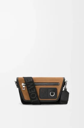 Mini Flex Messenger i lerret og semsket skinn