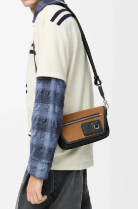 Mini Flex Messenger i lerret og semsket skinn