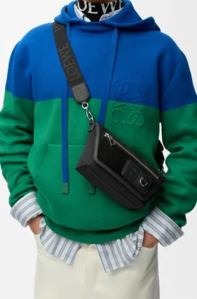 Mini Flex Messenger i lerret og semsket skinn