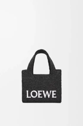 Mini Loewe Font Tote i raffia