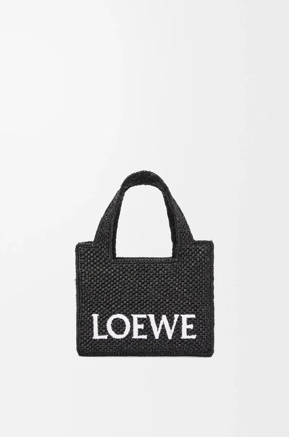 Mini Loewe Font Tote i raffia Mini Loewe Font Tote i raffia