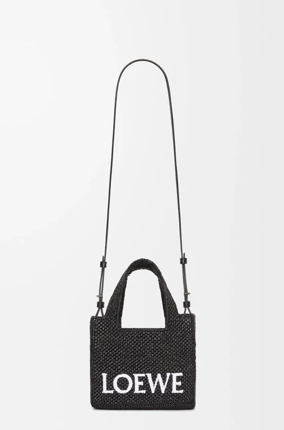 Mini Loewe Font Tote i raffia Mini Loewe Font Tote i raffia