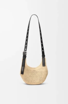 Mini Punch Hole Hobo i raffia og kalveskinn