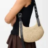 Mini Punch Hole Hobo i raffia og kalveskinn Mini Punch Hole Hobo i raffia og kalveskinn