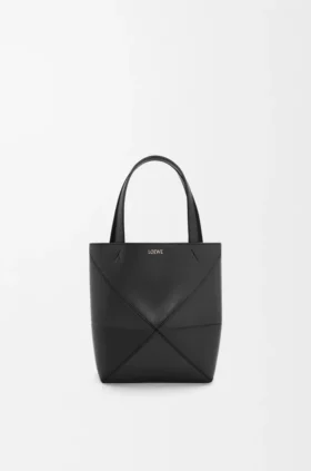 Mini Puzzle Fold-tote i skinnende kalveskinn
