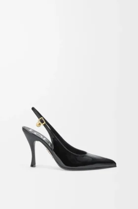 Nye Comic-pumps med slingback i blandet skinn