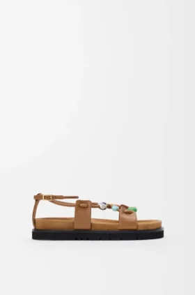 «Pebble Beads Fussbett»-Sandaler i nappa-lammeskinn