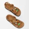 «Pebble Beads Fussbett»-Sandaler i nappa-lammeskinn «Pebble Beads Fussbett»-Sandaler i nappa-lammeskinn