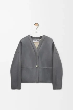 Pebble-cardigan i shearling
