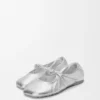 Pebble myk ballerina i laminert nappa-lammeskinn Pebble myk ballerina i laminert nappa-lammeskinn