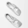 Pebble myk ballerina i laminert nappa-lammeskinn Pebble myk ballerina i laminert nappa-lammeskinn
