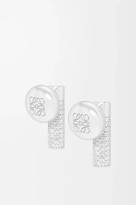 Pebble-øreringer med nitter i sterlingsølv og krystaller