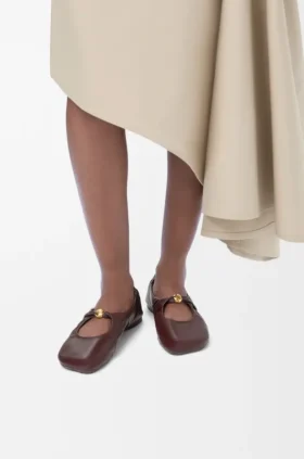 Pebble Soft-ballerinasko i nappa-lammeskinn