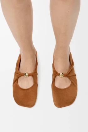 Pebble Soft ballerinasko i semsket geiteskinn