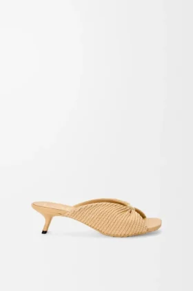 Pebble Soft-sandaler i stoff med raffia-effekt