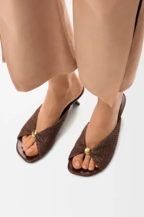Pebble Soft-sandaler i stoff med raffia-effekt