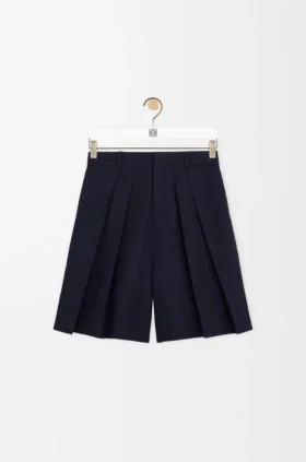 Plisserte shorts i bomull og lin