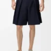 Plisserte shorts i bomull og lin Plisserte shorts i bomull og lin