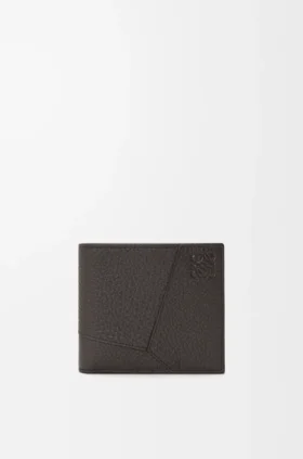 Puzzle-lommebok med to folder i mykt, kornet kalveskinn