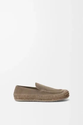 Rio-Loafers i semsket skinn og raffia