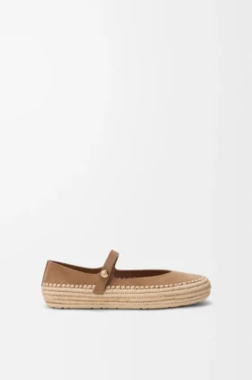 Rio Mary-Jane i semsket skinn og raffia Rio Mary-Jane i semsket skinn og raffia