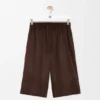 Shorts med snøring i semsket geiteskinn Shorts med snøring i semsket geiteskinn