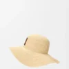 Solhatt i raffia og kalveskinn Solhatt i raffia og kalveskinn