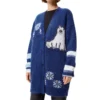 SS21 Stor flerfarget cardigan i marineblått S359330Xbr-5095