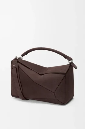 Stor Puzzle-veske i kornet nubuck