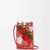 Strawberry-lomme med snøring i klassisk kalveskinn og raffia Strawberry-lomme med snøring i klassisk kalveskinn og raffia